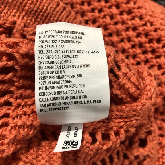 American Eagle  orange sweater tie waist knit SZ XL - Picture 9 of 11